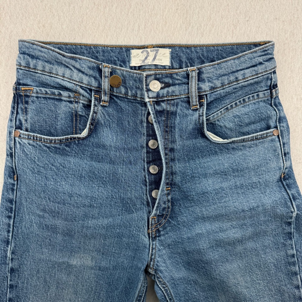 We The Free Free People High Rise Button Fly Flare Jeans Womens 27 Tall (28x32)